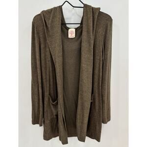 Freeloader Women’s Hooded Open Front Cardigan M Soft Lightweight Knit Sweater